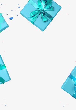 蓝色高档包装精美礼盒免抠