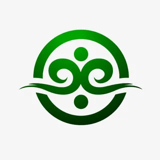 圆形祥云对称翡翠标志免抠