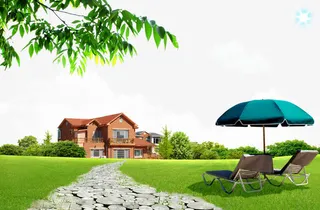 别墅前的草坪免抠