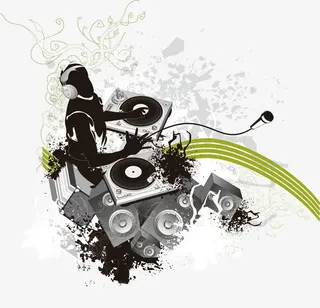 电唱机喇叭调音师花纹矢量免抠