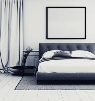 简约大气家居卧室床画框背景素材高清