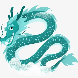 蓝色卡通装饰龙抬头设计图免抠