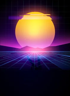 科技感线条落日背景广告背景高清