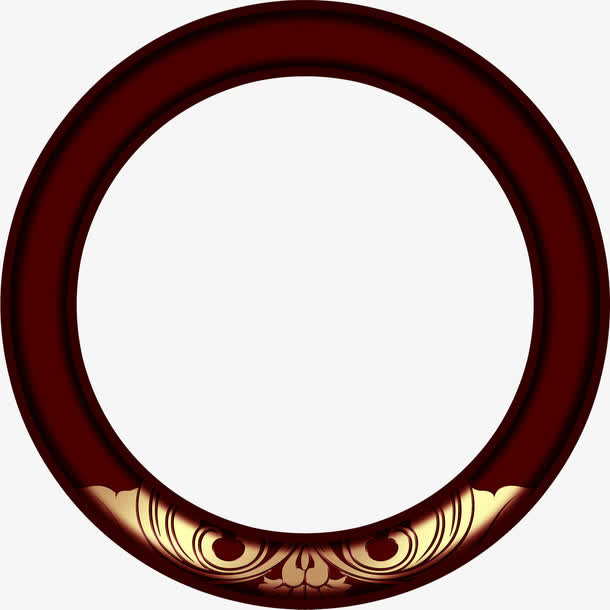 红色圆环金色花纹中秋免抠