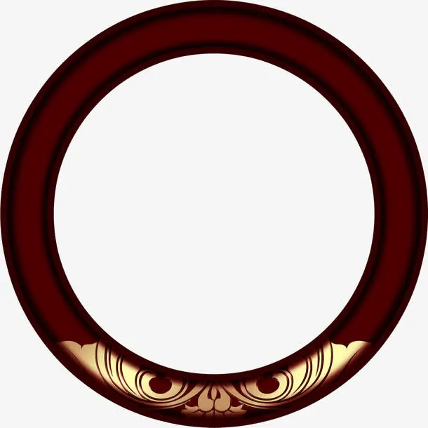 红色圆环金色花纹中秋免抠