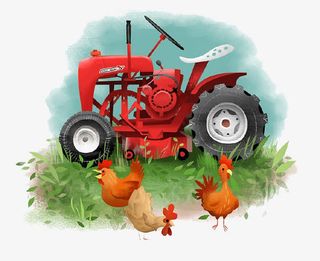 卡通草地公鸡免抠