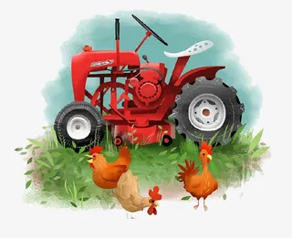 卡通草地公鸡免抠