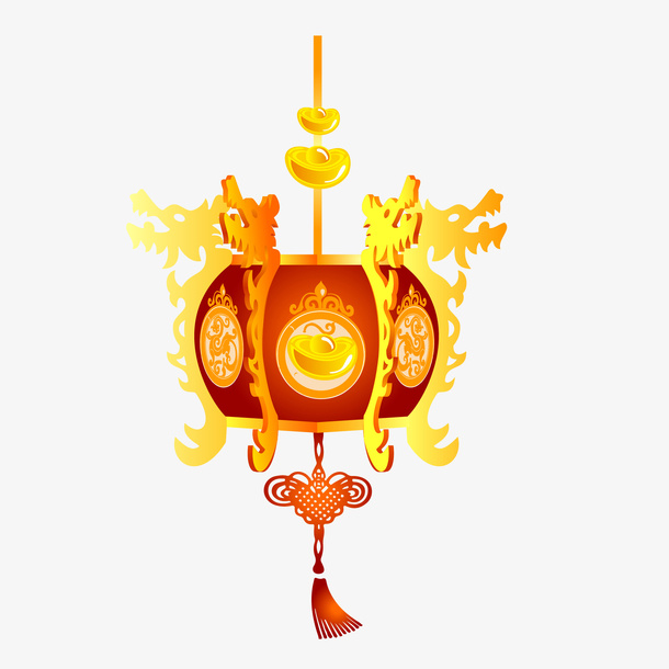新年手绘中国风灯笼挂饰免抠