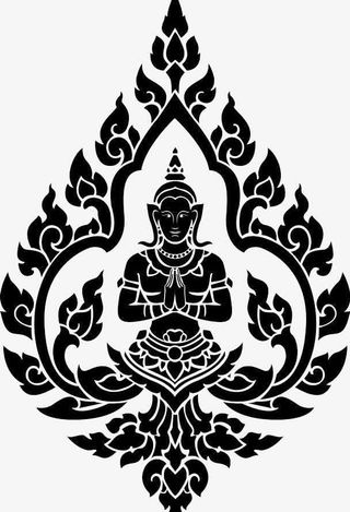 泰国佛像黑色花纹素材免抠