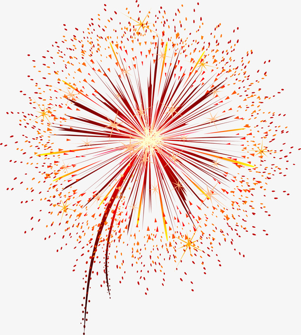 春节红色烟花爆竹免抠