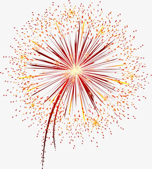 春节红色烟花爆竹免抠
