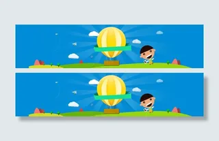 双双创意扁平banner背景