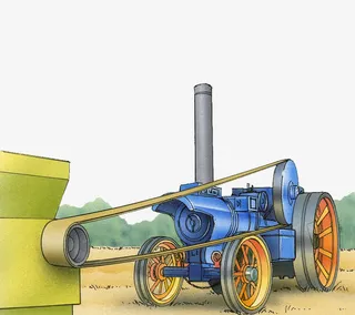 手绘插图收割机收割麦子免抠