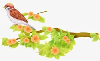 高清立体手绘枝头鸟免抠