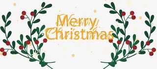 绿色树枝圣诞横幅免抠