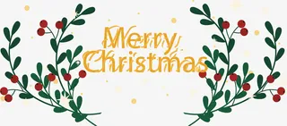绿色树枝圣诞横幅免抠