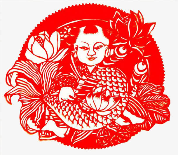 免抠中国风福娃红鱼免抠