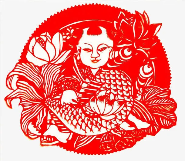 免抠中国风福娃红鱼免抠