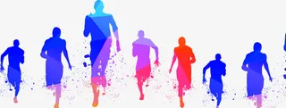 彩色奔跑的人物剪影免抠
