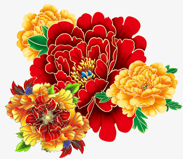 金边牡丹花免抠