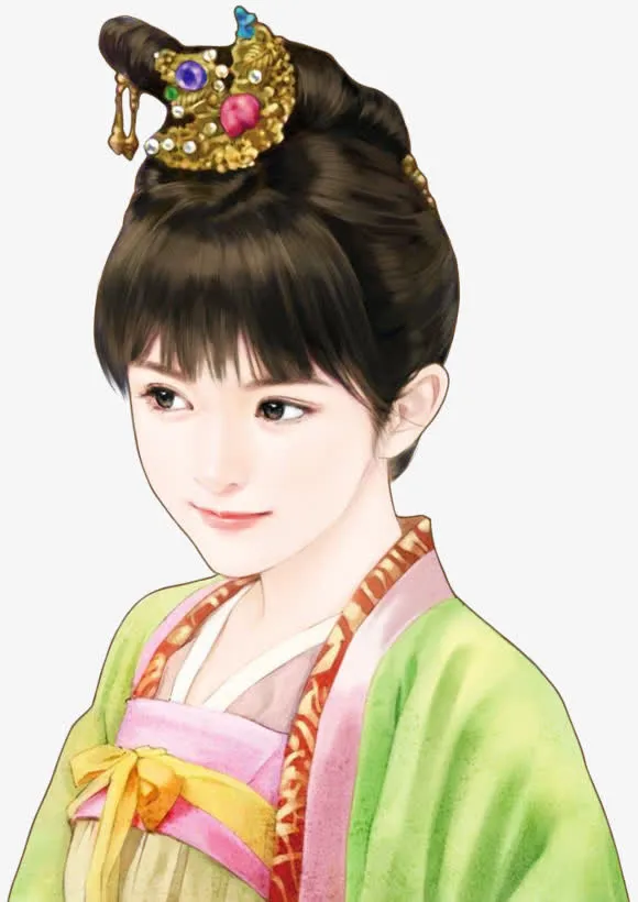 立绘彩绘古风凤冠美女免抠