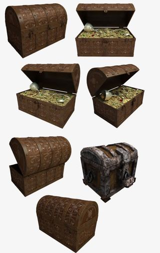 藏宝箱金币集合免抠