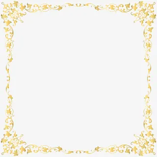 欧式金色花纹边框花边免抠
