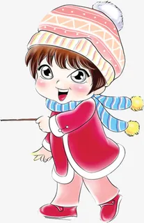 手绘粉色可爱放鞭炮女生免抠