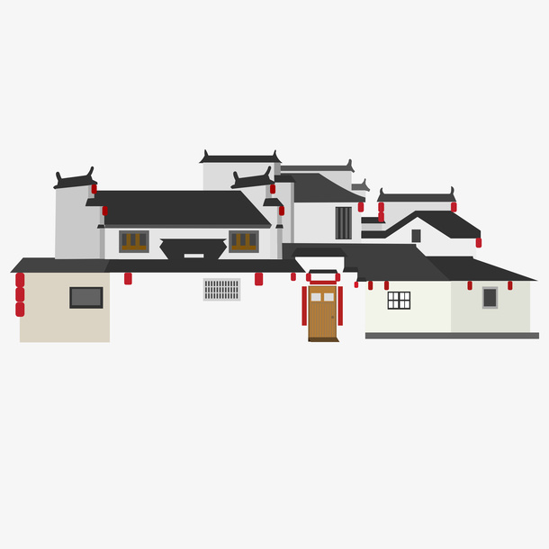 古建筑中式建筑小镇江南水乡免抠
