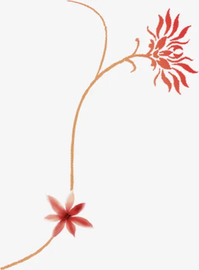 手绘黄红色渐变海报花纹免抠