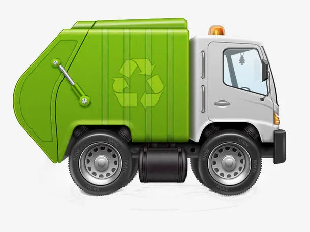绿色的环保垃圾车免抠