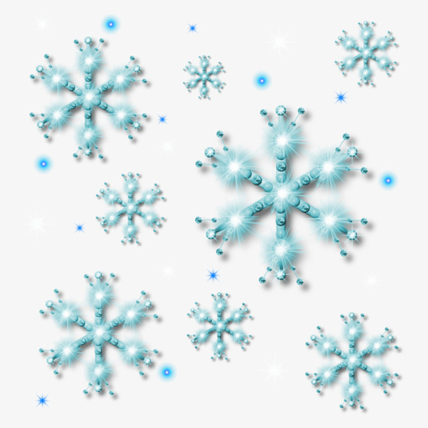 唯美蓝色钻石雪花免抠