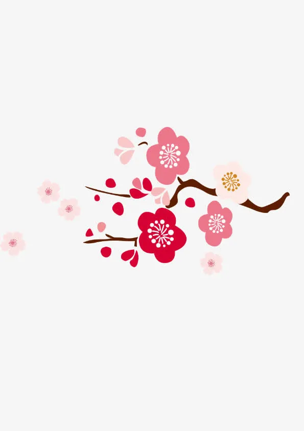 桃花春天海报粉色元素免抠