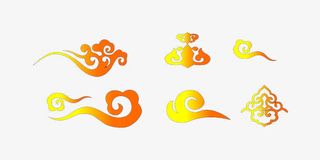 底纹图案手绘  金色中国风祥云免抠