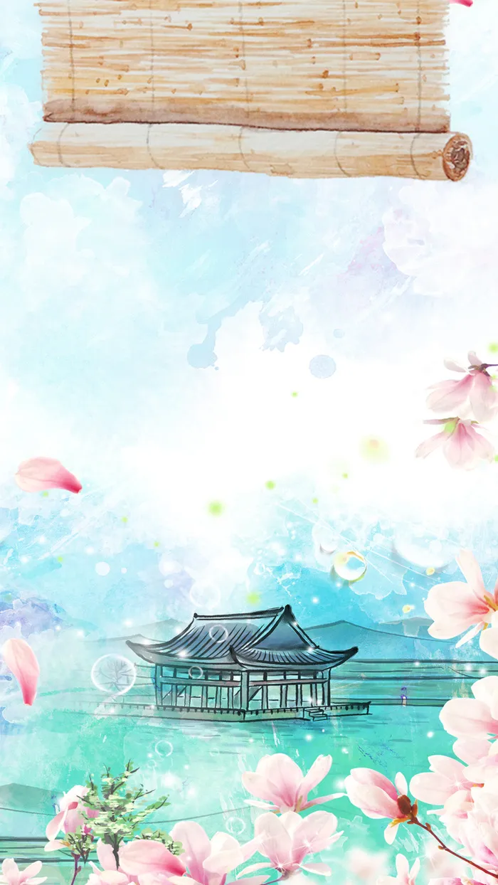 春天水墨风桃花H5背景高清