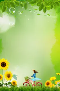 绿色清新春游海报背景素材高清