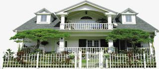 春天郊外建筑别墅免抠