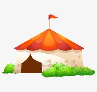 卡通手绘彩色蒙古包绿草丛免抠