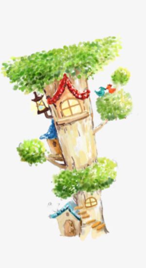 树屋手绘免抠素材免抠