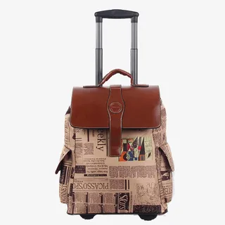 报纸拉杆包双肩免抠