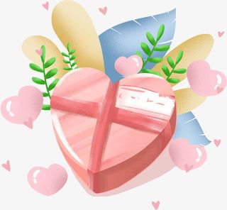 手绘七夕粉红色的礼盒免抠