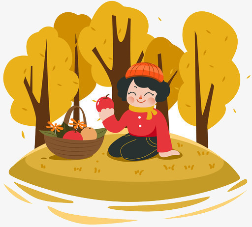 秋天户外野餐插画免抠