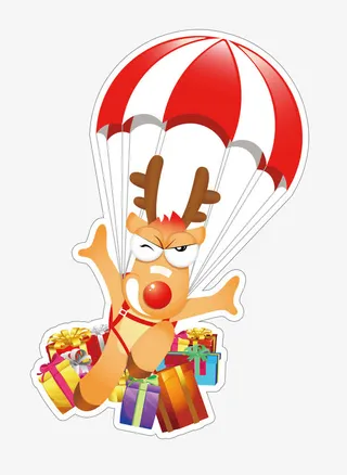 带着礼物跳伞的鹿免抠
