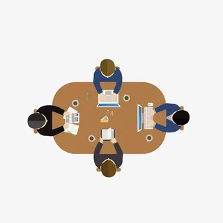 卡通四人商讨会议素材免抠