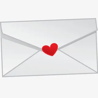 手绘红色爱心信封图标免抠