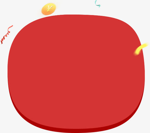 金币漂浮红色文字框装饰免抠