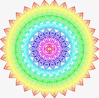 中国风渐变彩色印花图案免抠