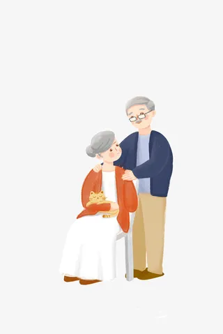 老夫老妻相亲相爱按摩猫咪免抠