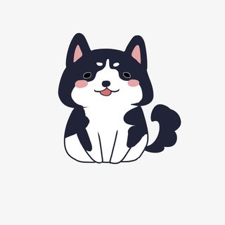 卡通手绘可爱的哈士奇免抠