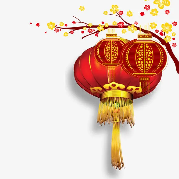 红色中国风节日灯笼装饰免抠